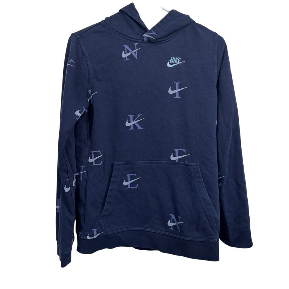Nike Blue Graphic Pullover Athletic Hoodie Sweatshirt
